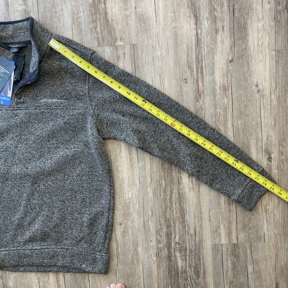 Eddie Bauer Men Radiator Fleece Quarter Snap Pullover Sweater Gray Heather L NWT - Picture 7 of 8